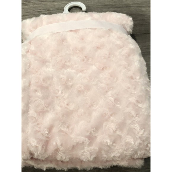 New Bon Bebe Curly Fur Baby Elephant Blanket Girls Pink Rosebuds Swirls Plush - Picture 3 of 7